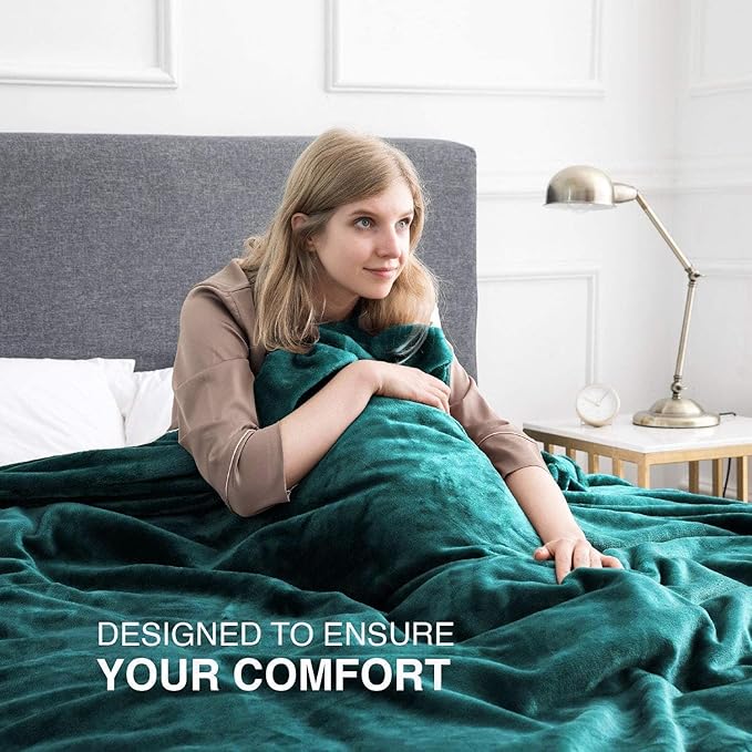 IR Imperial Rooms Fleece Blanket 2 Pack Twin Size 60x80 Inches - Super Soft Fluffy Throw Blanket for Sofa and Bed - Warm and Cozy Lightweight 400 GSM Microfiber Bed Throws Blankets (Twin, Emerald)