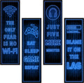 Eat Sleep Game Wall Decals Glow in The Dark, Gamer Controller Stickers Decor for Boy Bedroom, Joystick Video Gaming Kids Playroom Nursery Decoration (Blue)