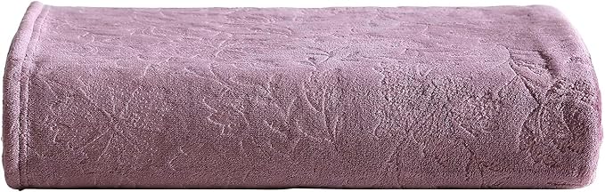 Eddie Bauer - Throw Blanket, Ultra-Soft & Embossed Plush Bedding, Blanket for Couch & Bed (Woodblock Floral Purple, 50" x 70")