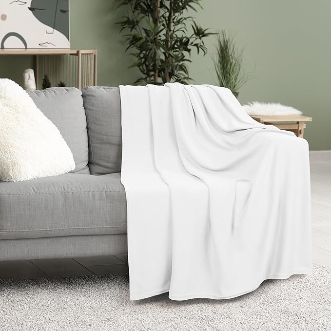 Utopia Bedding Knit Blanket King Size (90x102 Inches, White) Soft Lightweight Jersey Breathable Sweatshirt Blanket for Bed,Couch & Sofa