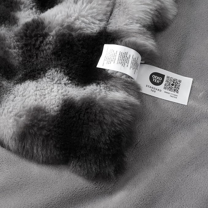 Amélie Home Faux Fur Throw Blanket, Ultra Soft Fuzzy Plush Bubble Blanket for Couch, Bed & Living Room, 60"x80", Tie-dye Black