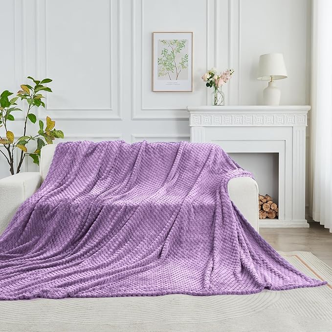 FY FIBER HOUSE Oversized King Blanket 120" x120" Seamless Extra Large Bed Blanket 10' x 10' Super Soft Plush Fuzzy Huge Blankets for Couch Office Sofa, Lavender