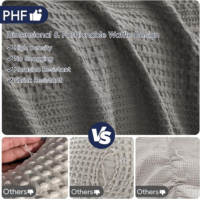 PHF Lightweight Waffle Weave Blanket King Size, Breathable & Ultra Soft, 104"x 90" Soft & Cozy Thin Blanket for All Season & Hot Sleepers, Bed, Home Decor - Grey