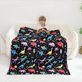 Softan Kids Throw Blanket for Girls & Boys, Warm Soft Toddler Flannel Blankets for Sofa Couch Bed， Cozy Fuzzy Plush Flannel Kids Throw Blanket for Daycare & School - Space Dinosaur 50x60 inches