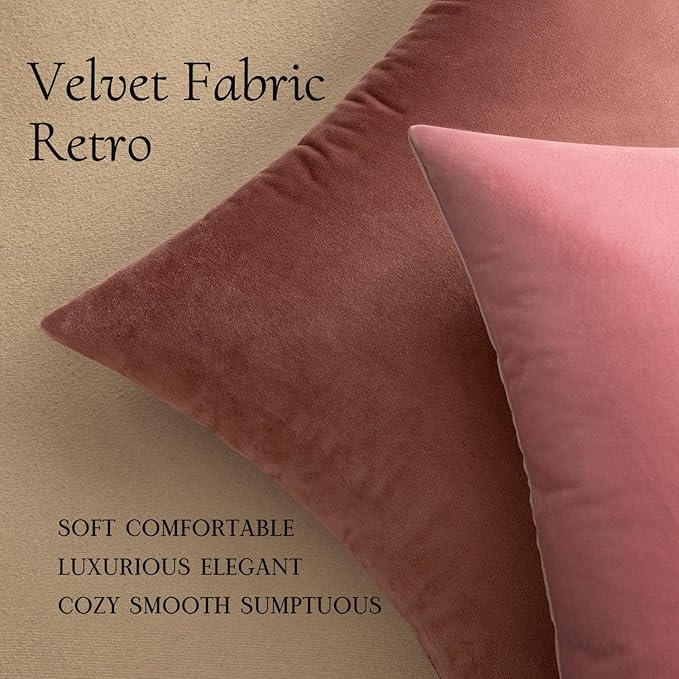 MIULEE Velvet Throw Pillow Covers 18x18 Inch, Pack of 2 - Jam, Soft Solid Decorative Pillow Covers Cushion Cases Modern Luxury Home Decor for Spring Couch Sofa Bedroom Livingroom