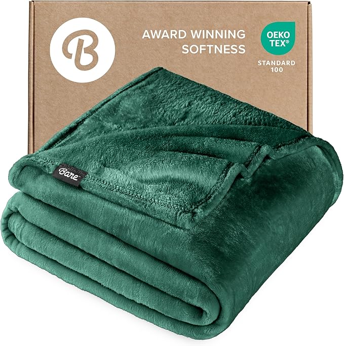 Bare Home Fleece Blanket - Throw/Travel - Ultra-Soft Lightweight for Bed, Sofa, and Couch - Luxury Microplush - Cozy Warm Blanket (Throw/Travel, Forest Green)
