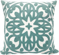 Alysheer Embroidered Decorative Throw Pillow Cover 18x18 inch, Cozy Cool Boho Mandala Chic Knit Pattern, Durable 100% Cotton Cushion Case for Sofa Couch Living Room Bedroom Office Gifts (Aqua Blue)