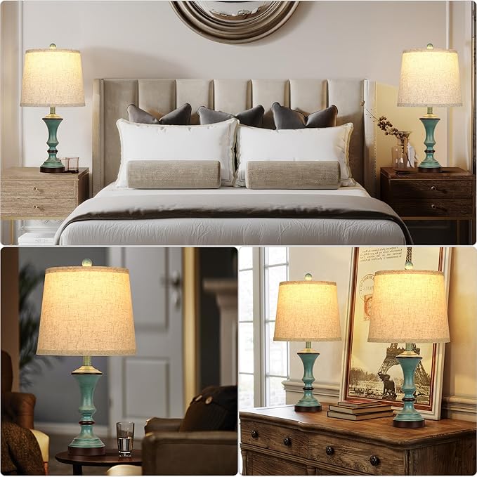ROTTOGOON Retro Table Lamps Set of 2 Nightstand Lamp for Bedroom Vintage Rustic Table Lamps for Living Room Traditional Nightstand Bedside Lamps Bulb NOT Included