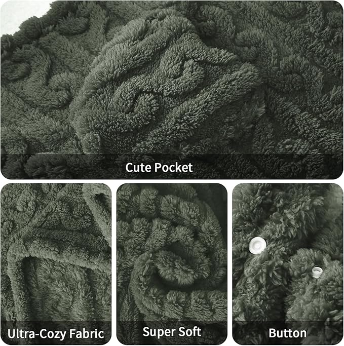 Wearable Blanket Sherpa Fleece Shawl Blanket with Pockets Blanket Poncho Cape for Adults, Cozy Shawl TV Throw Blankets