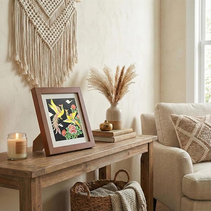 Newscz Framed Wall Art 8.3x8.3 Inch Modern Home Decor for Living Room Bedroom Wall Decor Above Bed & Office Aesthetic Gallery Wall Frame Set Farmhouse & Art Deco Decor Dining Room Kitchen Wall Decor (H-E05)