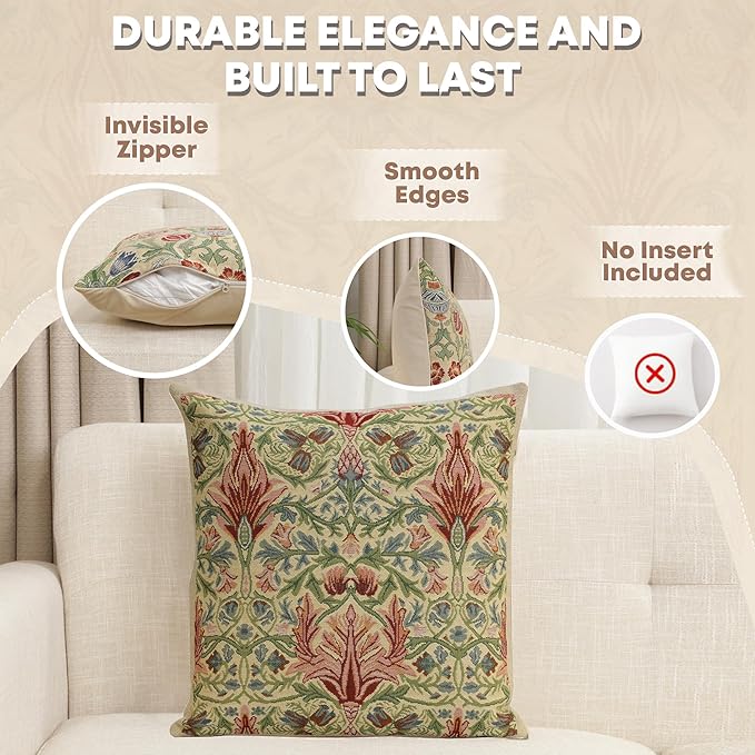 Charlotte Home Furnishings Throw Pillow Covers 16x16 in Yellow Snakeshead Decorative Couch Pillow Cover Boho European Tapestry Cushion Cases Living Room Cozy Home Decor Jacquard Woven Soft Cotton