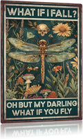 snowsun Flowers Plant Dragonfly Metal Signs Aluminum Sign Metal Sign Outdoor Indoor Country Farmhouse Bathroom Family Bathroom Bedroom Decor 8 * 12 Inches, Tin sign3