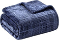 COOVA Fleece Bed Blanket Twin Size, Super Soft and Cozy 3D Jacquard Warm Blankets, Lightweight and Fuzzy Throw for Couch, Sofa, Chair, Giftable (Navy Blue, 60"x80")