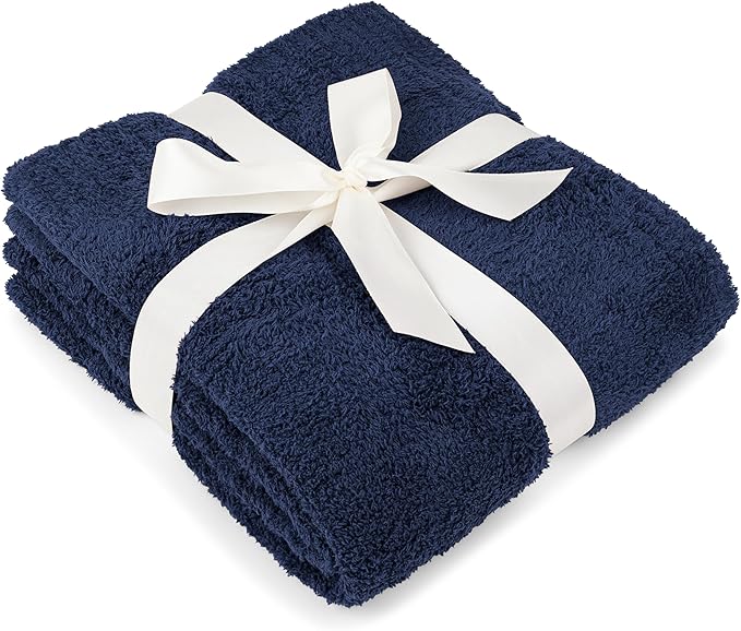 PAVILIA Super Soft Throw Blanket for Couch, Fluffy Cozy Lightweight Navy Blue Blanket, Large Fuzzy Warm Knit Blanket for Bed Sofa, Dark Blue, 60x80