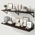 Marsmiles Deep Floating Shelves for Wall - 48 Inch Wide x 12 Inch Deep Wall Shelves Set of 2 - Rustic Wood Floating Shelves for Living Room Bedroom Bathroom