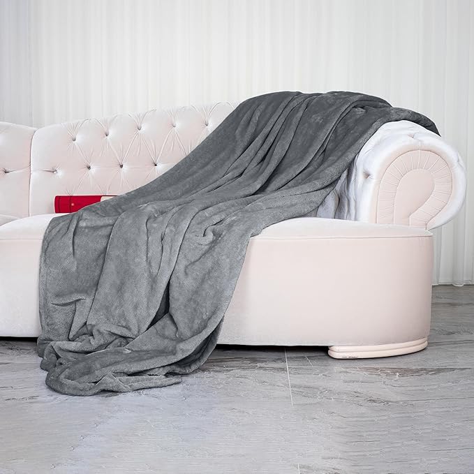 Elegant Comfort Luxury Velvety Softness Fuzzy Plush Micro-Velour Ultra-Soft Blanket King/California King Grey