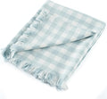 100% Cotton Throw Blanket Plaid Soft Lightweight Cozy Farmhouse Tassels Summer Thin Breathable Throws for Couch Sofa Bed (60" × 80" Blue)