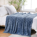 Dusty Blue Fleece Throw Blanket 108”×90” for Couch Sofa Bed,Super Soft Cozy Plush Microfiber Flannel Blanket with 3D Checkered Design Lightweight for Adults,Woman,Girls