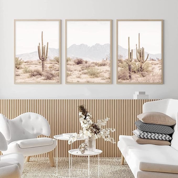 Pennclys Sonoran Desert Landscape Wall Art Cactus Arizona Canvas Wall Decor Desert Poster Pictures Saguaro Cactus Art Prints Landscape Painting for Home Bedroom 24x36x3 Inch Unframed
