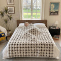 Luxury 1000GSM Throw Blanket, 60x80 Inches, Ultra Soft Double-Sided 3D Bubble Textured Faux Rabbit Fur, Frosted Brown & White, Reversible High-Density Plush Warm Blanket for Sofa & Bed