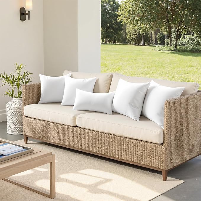 MIULEE 18x18 Outdoor Pillows,Set of 2 Throw Pillows Waterproof,Soft Support Throw Inserts Decorative Water Resistant for Patio Furniture and Garden