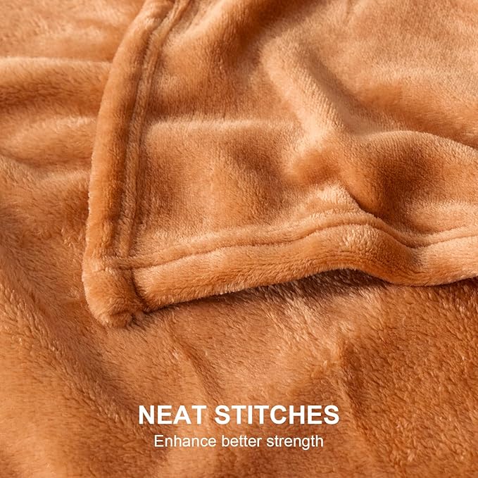 Hansleep Fleece Pumpkin Orange Queen Blanket, Super Soft Flannel Fuzzy Plush Cozy Blanket for All Seasons, Pumpkin Orange, Queen 90x90 Inches
