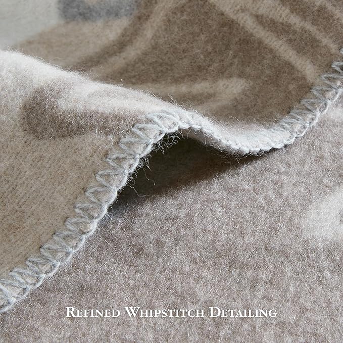 Woolrich Cotton Blend Jacquard Blanket with Whipstitch Edge, Lightweight All-Season Bed Blanket, Machine Washable, Oeko-TEX Certified, Neutral Aztec, King