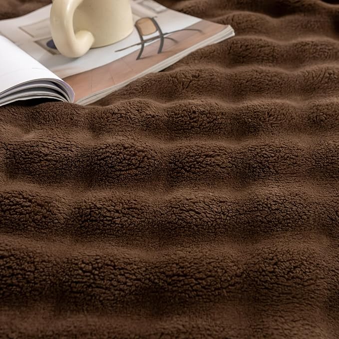 YUSOKI Luxury 3D Bubble Light Weighted Throw Blanket 1.8lb,All Ages,Home Decoration, (Brown,50 * 60inches)