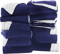 IR Imperial Rooms Navy Sherpa Blankets Queen Size for Bed - Wholesale Bulk Pack of 9 Sherpa Blankets - Soft Fluffy Throw Blanket for Hotels, Guest Bedroom, 90x90 Inches