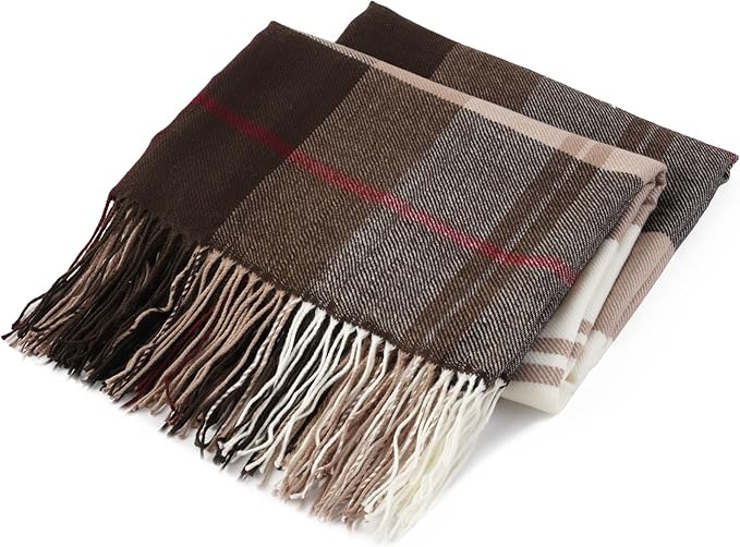 BATTILO HOME Brown Plaid Throw Blanket for Couch - Fall Plaid Blanket Buffalo Plaid Blankets - Lightweight Farmhouse Outdoor Throw Blankets for Bed, Sofa (50"x60", Coffee)