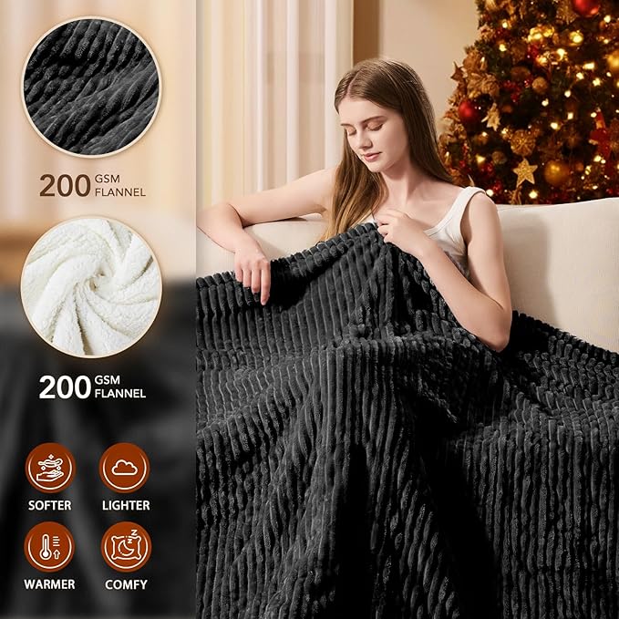 Homemate Electric Heated Blanket King Size - 100"x90" Heating Blanket King Size Dual Control 1/2/4/6/8 Hours Auto-Off 10 Heat Level Over-Heat Protection Soft Flannel Sherpa ETL Certification