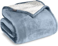 Bare Home Sherpa Fleece Blanket - Twin/Twin Extra Long - Blanket for Bed, Sofa, and Couch - Warm & Lightweight - Fluffy & Soft - Reversible (Twin/Twin XL, Dusty Blue)