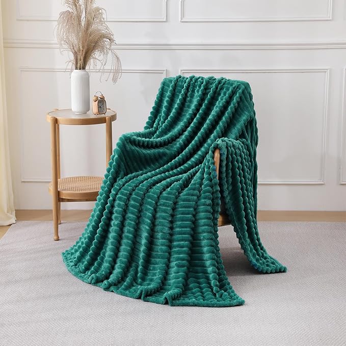 Teal Throw Blanket for Couch Sofa 50x60 inches Striped Fleece Blankets Room Home Decor Lightweight Plush Soft Cozy Gifts for Women Mom Girls