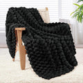 Whale Flotilla Throw Blanket for Couch with Jacquard Pattern, Fuzzy Soft Cozy Exquisite Blankets for All Season, Warm and Fluffy, 50x60 Inch, Black
