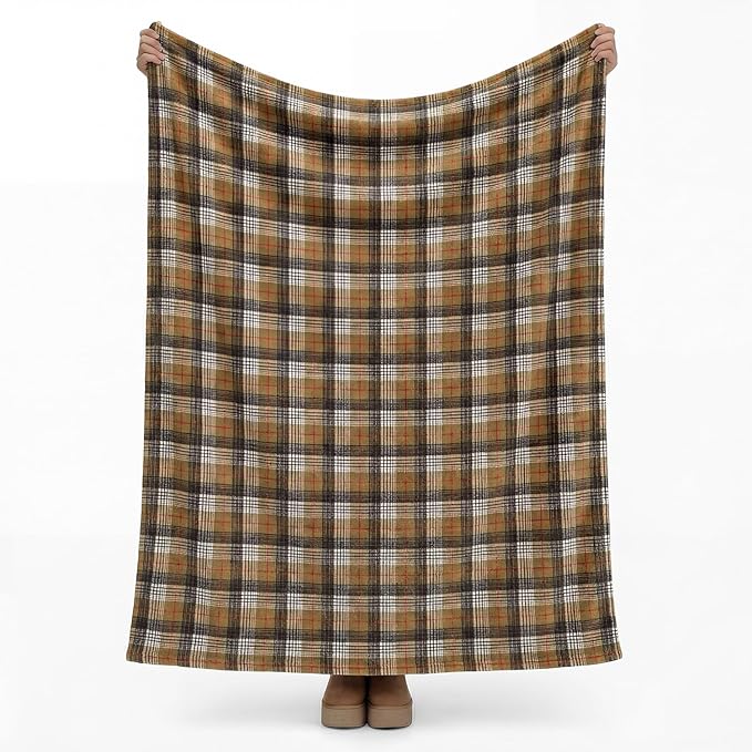 Horaldaily Red Brown Farmhouse Plaid Spring Decorative Blanket Throw, Spring Summer Rustic Soft Lightweight Blanket for Couch Sofa Bed Lounging Decoration, Ideal Gifts for Kids Adults Self, 60x80
