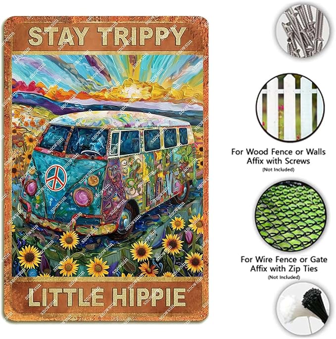 snowsun Funny Bus Flower Vintage Signs Aluminum Sign Metal Signs Homes Living Rooms Kitchens Gardens Bedrooms Offices Hotels Cafes Bars Decorated 8X12 Inches, Tin sign20