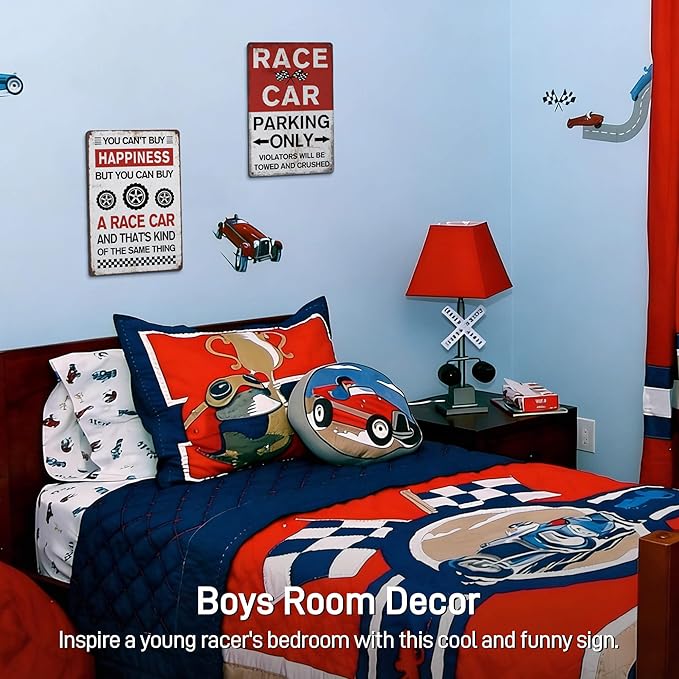 Garage Signs - F1 Race Car Posters for Man Cave Decor - Funny Metal Sign Vintage Cars Room Decor for Boys - Racing Gifts for Men 12x8 Inch