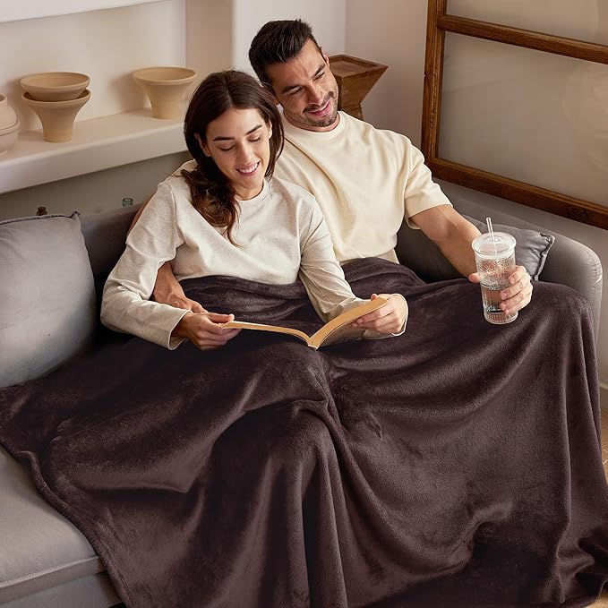 Exclusivo Mezcla Fleece Throw XL Blanket for Couch, Sofa, Super Soft and Warm Coffee Blankets, All Season, Cozy, Plush, Lightweight, 50x70 Inches