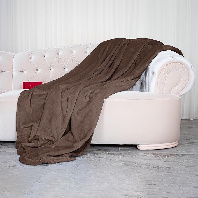 Elegant Comfort Luxury Velvety Softness Fuzzy Plush Micro-Velour Ultra-Soft Blanket, Full/Queen, Chocolate Brown