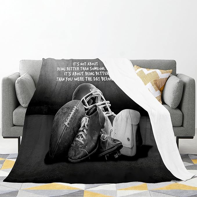 Football Blanket Football Throw Blanket Football Gifts and Decor Sports Blanket for Boys Men Girls Women Kids Adults Soft Warm Cozy Fleece Blanket for Couch Sofa Bed 80"x60"