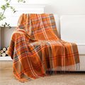 BATTILO HOME Orange Plaid Throw Blanket for Couch - Fall Throw Blanket - Lightweight Buffalo Plaid Blanket Throw Checkered Blanket for Bed, Sofa, Chair,Home Decor, Fall Decor