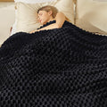 Bedsure King Size Blanket for Bed - 350GSM Fluffy Plush Bubble Blanket King for Home Room Decor, GentleSoft Cute Fleece Soft Cozy Gifts for Women Girls, Black, 108x90 Inches