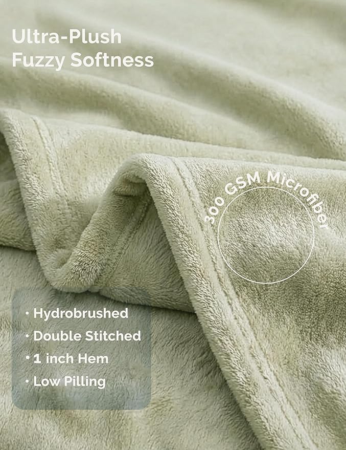 Casa Platino Fleece Blanket King Size – 300 GSM Fleece Throw for Bed or Couch – Soft Cozy Warm Holiday Winter Blanket for Bed, Fuzzy Plush Elegant Gifts for Men & Women - 108x90 Inch - Mineral