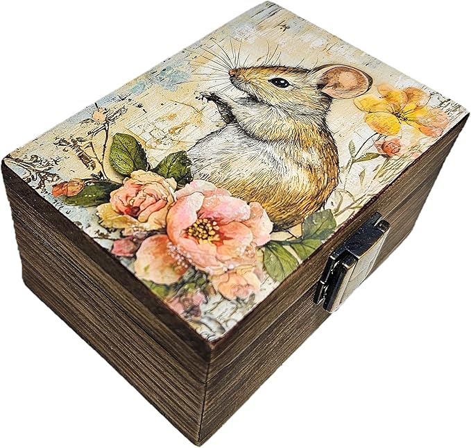 RK Collections Mouse Trinket Box Small Jewelry Keepsake Box | Storage Box for Girls Women | Gift Idea, Animal Lover Ornaments for Home Décor (4 x 2.75)