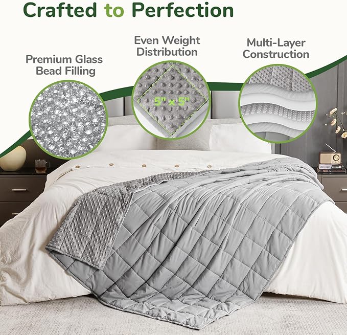Sivio Weighted Blankets for Adults, Soft Minky Heavy Blanket for Calm Sleeping, King Size Breathable Weighted Throw Blanket for Men and Women, Grey, 80 x 87in, 20lbs