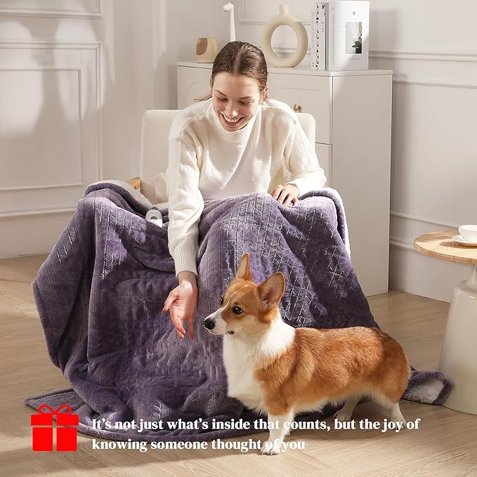 Twin Electric Blanket 62"x84" Heating Blanket Twin, Wheat Pattern Ultra-Soft Flannel & Thick Sherpa with 5 Heat Settings & 10 Hour Auto Shut-Off, ETL & FCC Certified, Machine Washable, Lavender