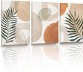 HesenDot Abstract Botanical Wall Art Set of 3, 30x40CM Neutral Plant Framed Canvas Prints, Beige Green Boho Aesthetic Wall Decor for Living Room Bedroom Bathroom Office Home