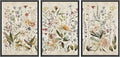 MUDECOR Framed Wall Art Print Set Blooming Wildflowers Illustrations Modern Art Decorative Colorful Chic for Living Room, Bedroom, Office - 16"x24"x3 Black