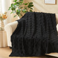 NEWCOSPLAY Super Soft Throw Blanket Black Premium Silky Flannel Fleece 3D Checkered Lightweight Bed Blanket All Season Use (Black Checkered, Throw(50"x70"))