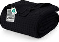 Utopia Bedding Black 100% Cotton Waffle Blanket 300 GSM [King - 90x108 Inch] Soft Lightweight Breathable Bed Blanket for All Season